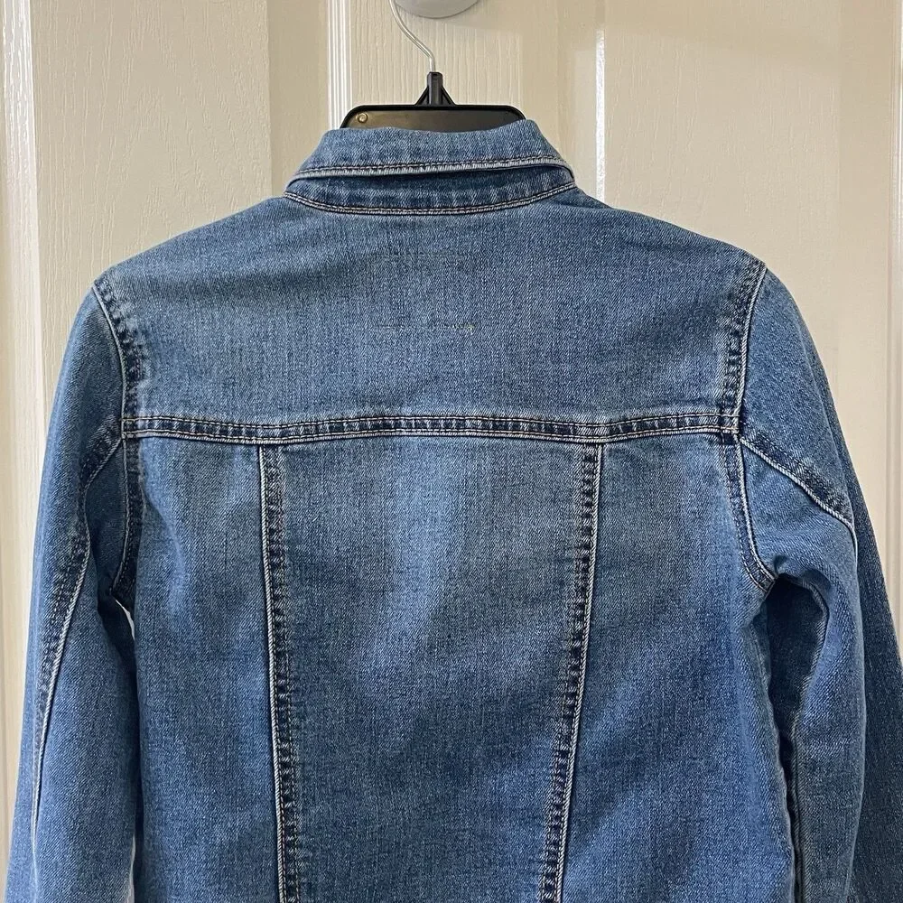 Old Navy Denim Jean Jacket Stretch Blue Girls Size Large 10-12 years